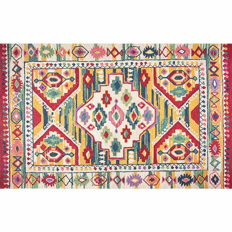 Moroccan Living Room Rug Multi-Colored Printed Carpet Cotton Anti-Slip Machine Washable Pet Friendly Rug