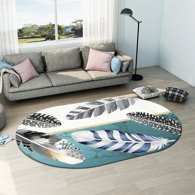 Postmodern Geometric Abstract Rug Multi Colored Polyester Rug Washable Anti-Slip Backing Pet Friendly Rug for Decoration