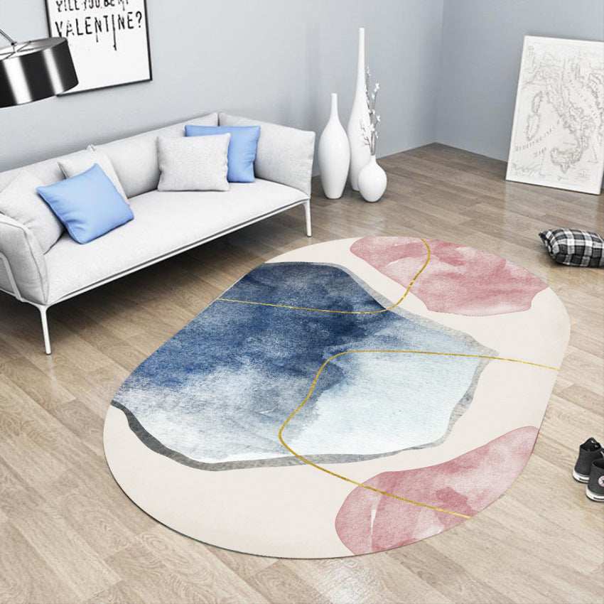 Postmoderner geometrischer abstrakter Teppich, mehrfarbiger Polyester-Teppich, waschbar, rutschfeste Unterseite, haustierfreundlicher Teppich zur Dekoration