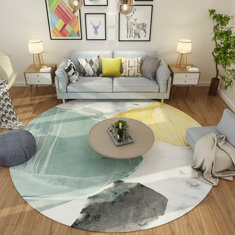 Eco-Friendly Postmodern Rug Multi Color Marble Surface Carpet Anti-Slip Backing Stain Resistant Pet Friendly Rug for Home Decor