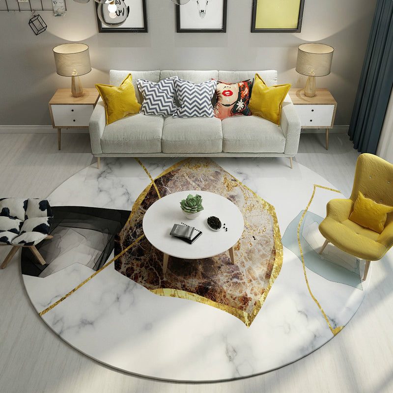 Eco-Friendly Postmodern Rug Multi Color Marble Surface Carpet Anti-Slip Backing Stain Resistant Pet Friendly Rug for Home Decor