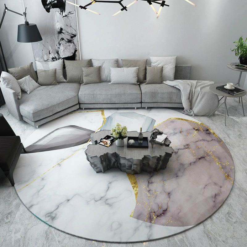 Eco-Friendly Postmodern Rug Multi Color Marble Surface Carpet Anti-Slip Backing Stain Resistant Pet Friendly Rug for Home Decor