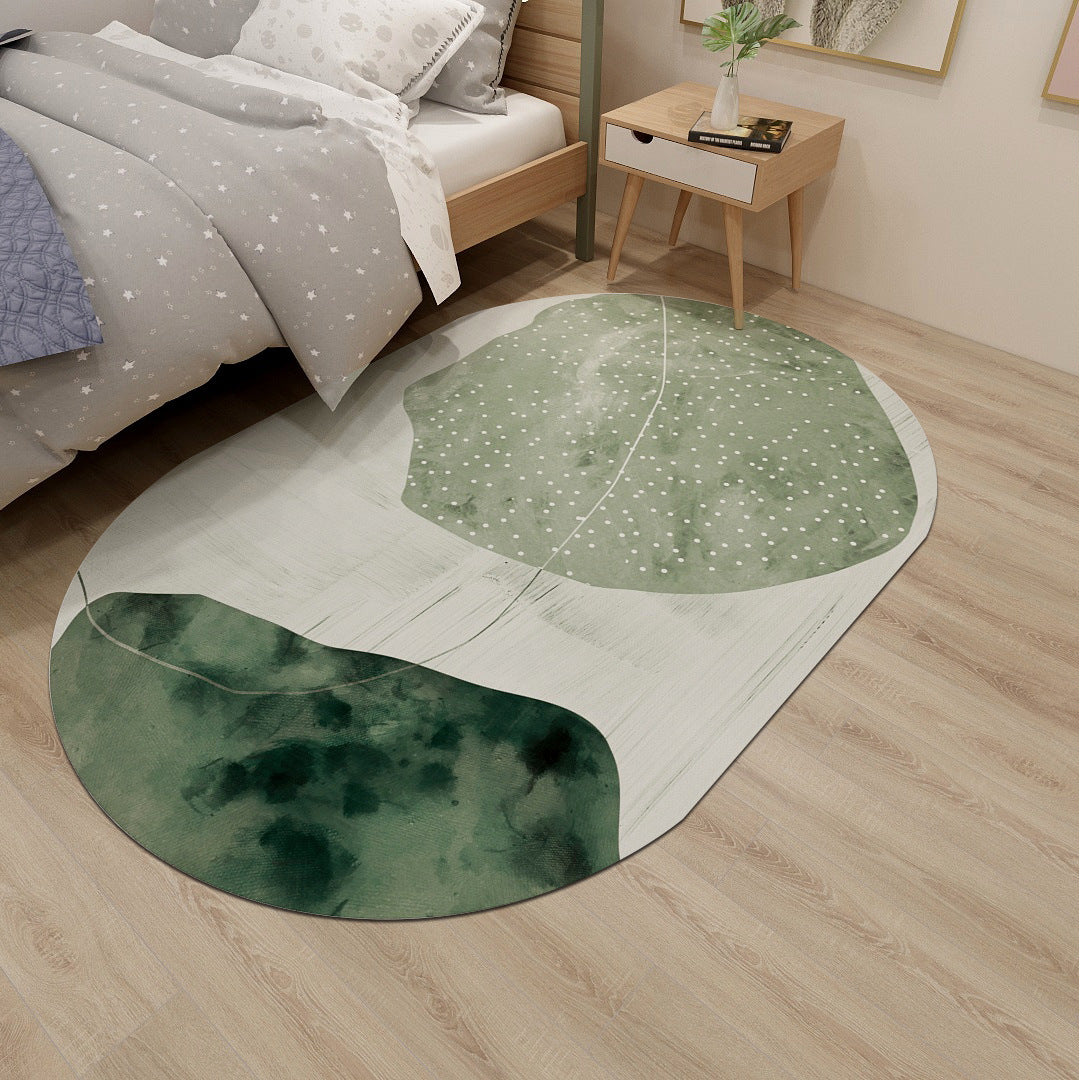 Nordic Bedside Rug Multicolor Abstract Colorblock Rug Polyester Anti-Slip Backing Pet Friendly Washable Indoor Rug