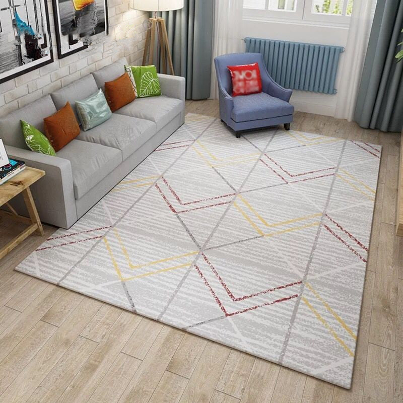 Multi Color Contemporary Rug Synthetics Abstract Geometry Carpet Non-Slip Stain Resistant Washable Rug for Sitting Room