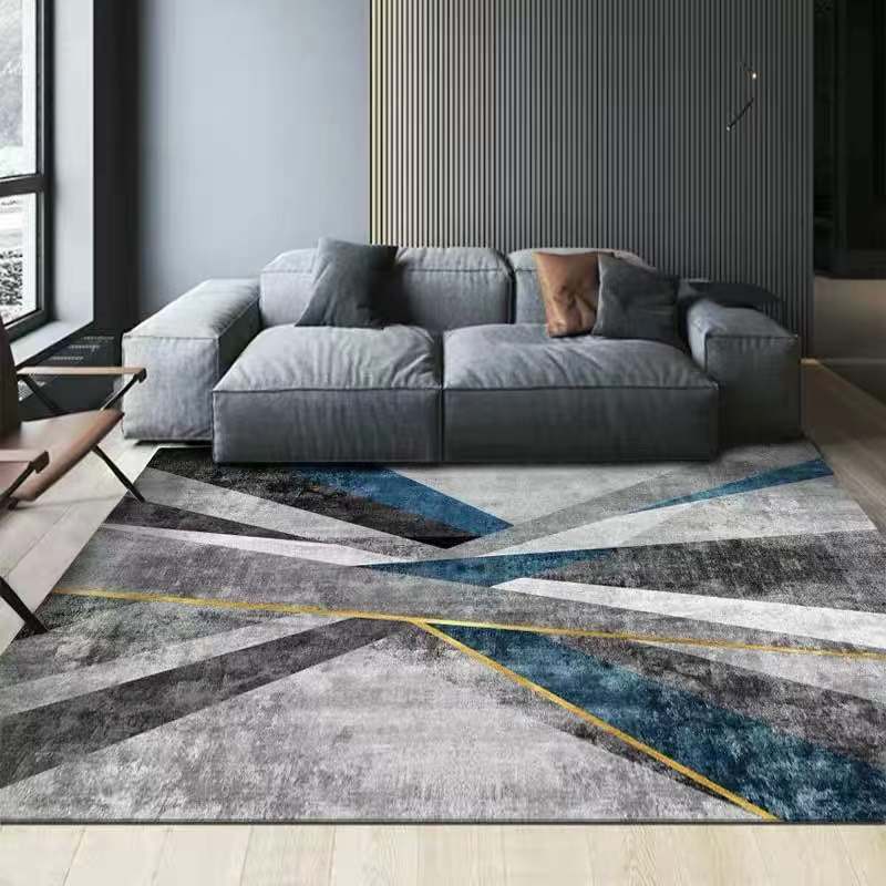 Multi Color Contemporary Rug Synthetics Abstract Geometry Carpet Non-Slip Stain Resistant Washable Rug for Sitting Room