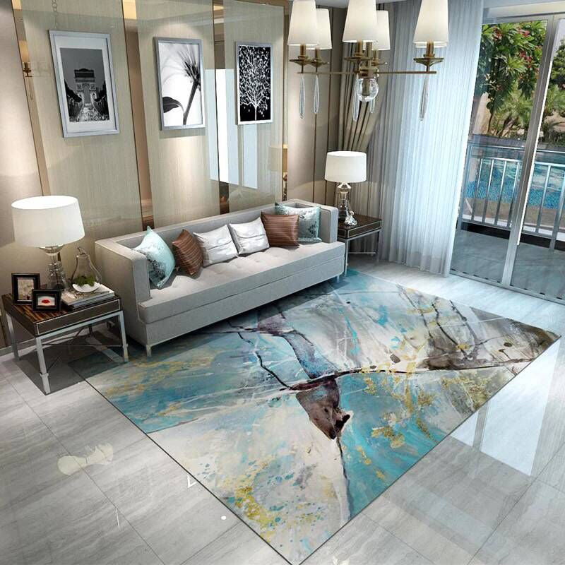 Multi Color Contemporary Rug Synthetics Abstract Geometry Carpet Non-Slip Stain Resistant Washable Rug for Sitting Room
