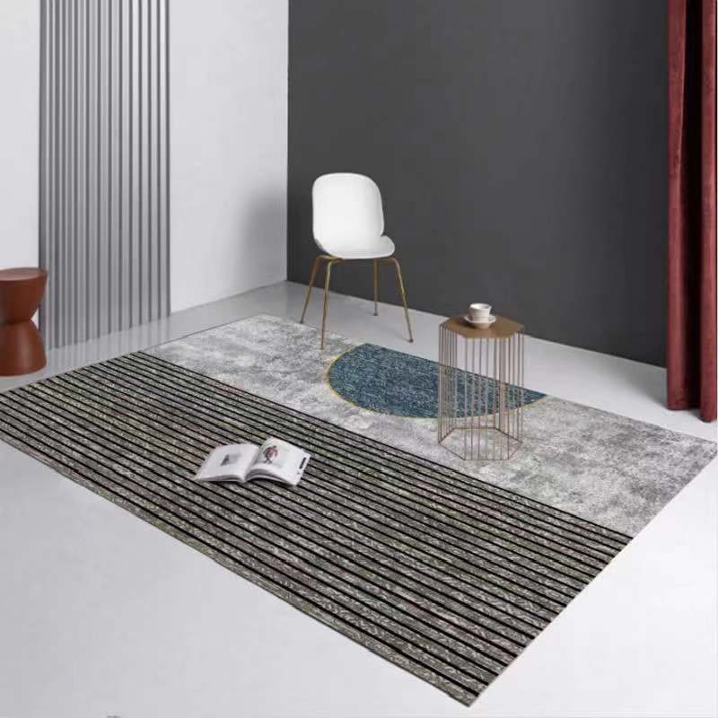 Multi Color Contemporary Rug Synthetics Abstract Geometry Carpet Non-Slip Stain Resistant Washable Rug for Sitting Room