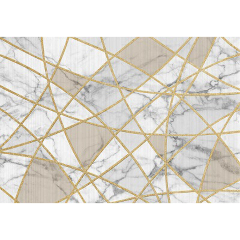 Aesthetics Multi Color Modern Rug Polypropylene Marble with Gold Lines Print Rug Machine Wash Pet Friendly Anti-Slip Rug for Home