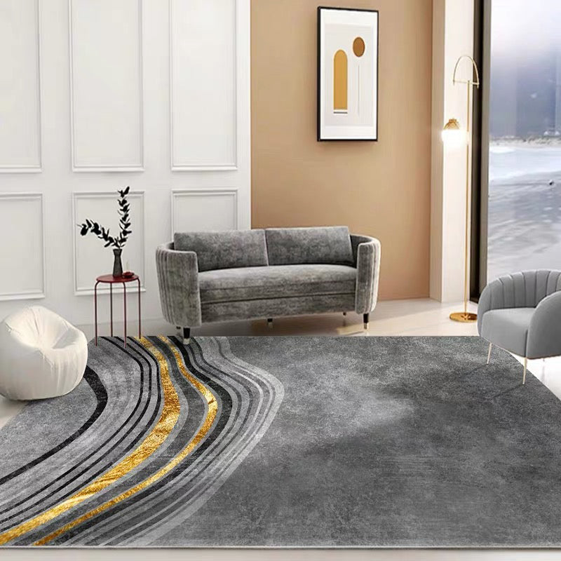 Stylish Multi Colored Minimalist Rug Synthetics Colorblock Print Carpet Pet Friendly Washable Anti-Slip Rug for Sitting Room