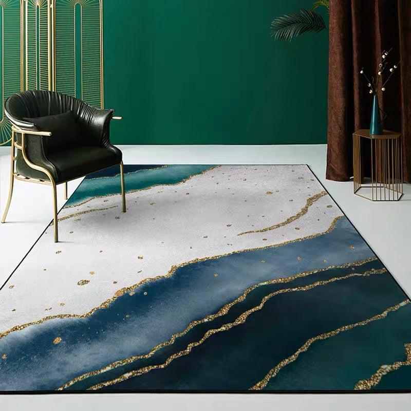 Stylish Multi Colored Minimalist Rug Synthetics Colorblock Print Carpet Pet Friendly Washable Anti-Slip Rug for Sitting Room