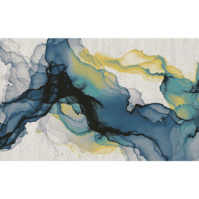 Artistic Nordic Style Rug Multi-Color Abstract Watercolor Print Rug Pet Friendly Stain Resistant Non-Slip Rug for Home Decor