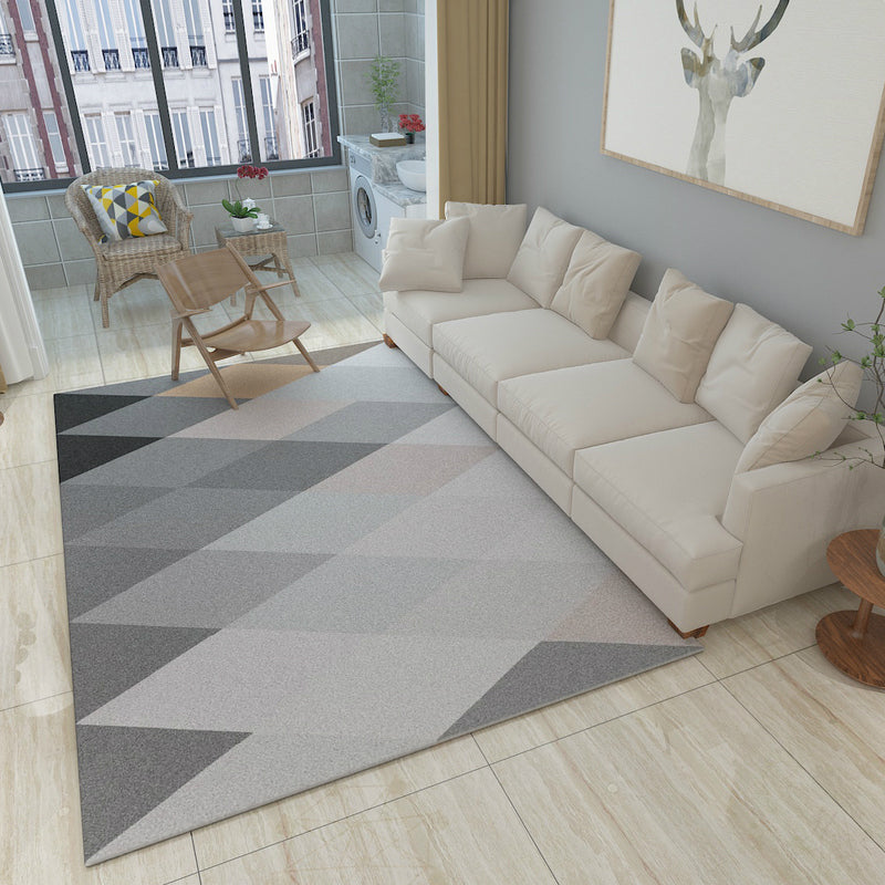 Nordic Color Block Patterned Rug Multi-Color Polyester Carpet Stain Resistant Non-Slip Backing Pet Friendly Rug for Family Room