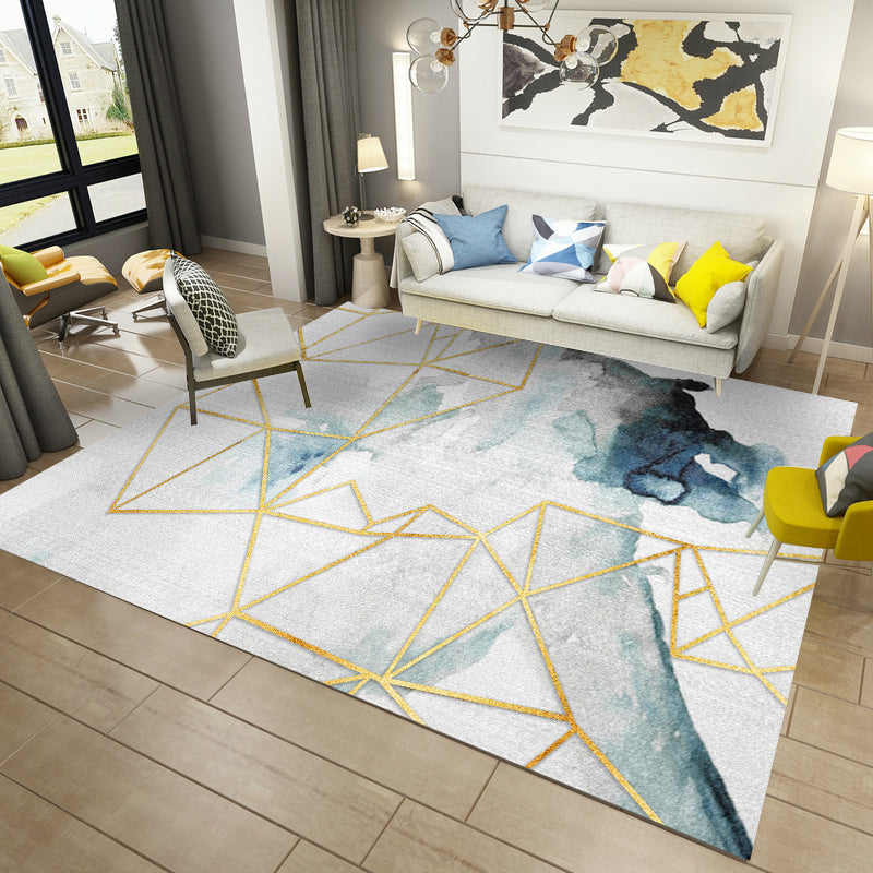 Glam Multi Colored Geometrical Rug Polypropylene Postmodern Rug Pet Friendly Non-Slip Backing Stain Resistant Area Carpet for Room