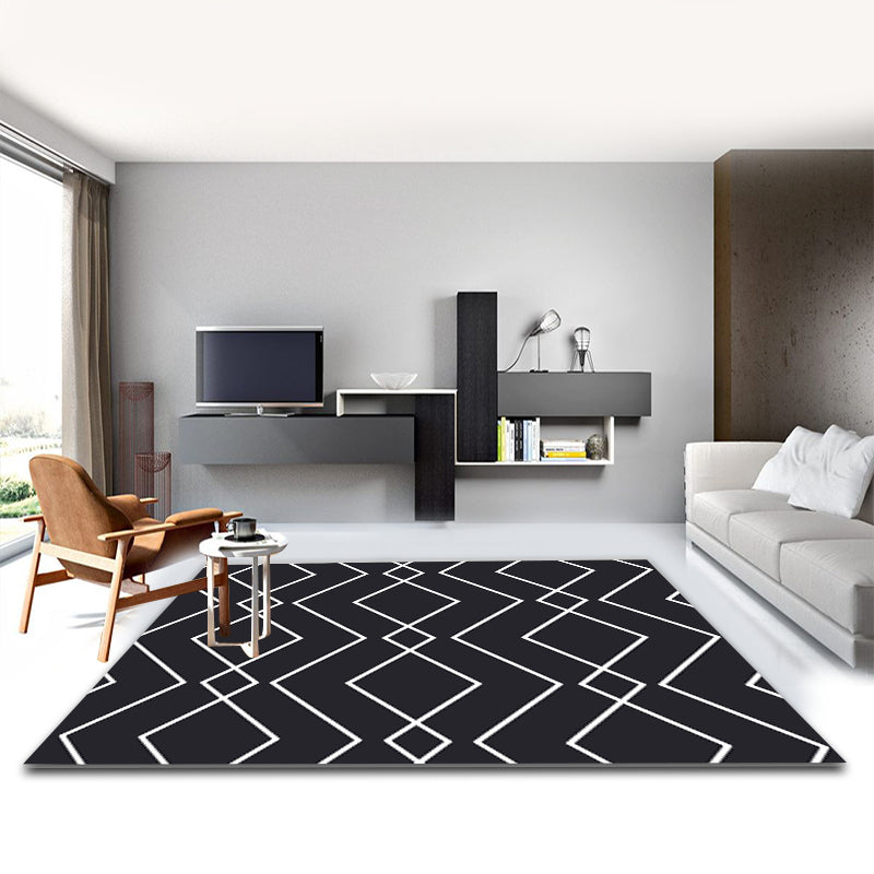 Postmodern Lounge Area Rug Multi-Colored Geometric Carpet Polyester Washable Stain Resistant Anti-Slip Rug