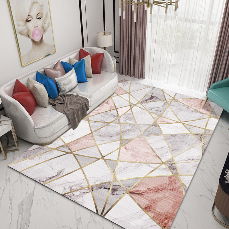 Contemporary Geometric Print Rug Multicolor Synthetics Area Carpet Machine Washable Anti-Slip Stain Resistant Rug for Family Room