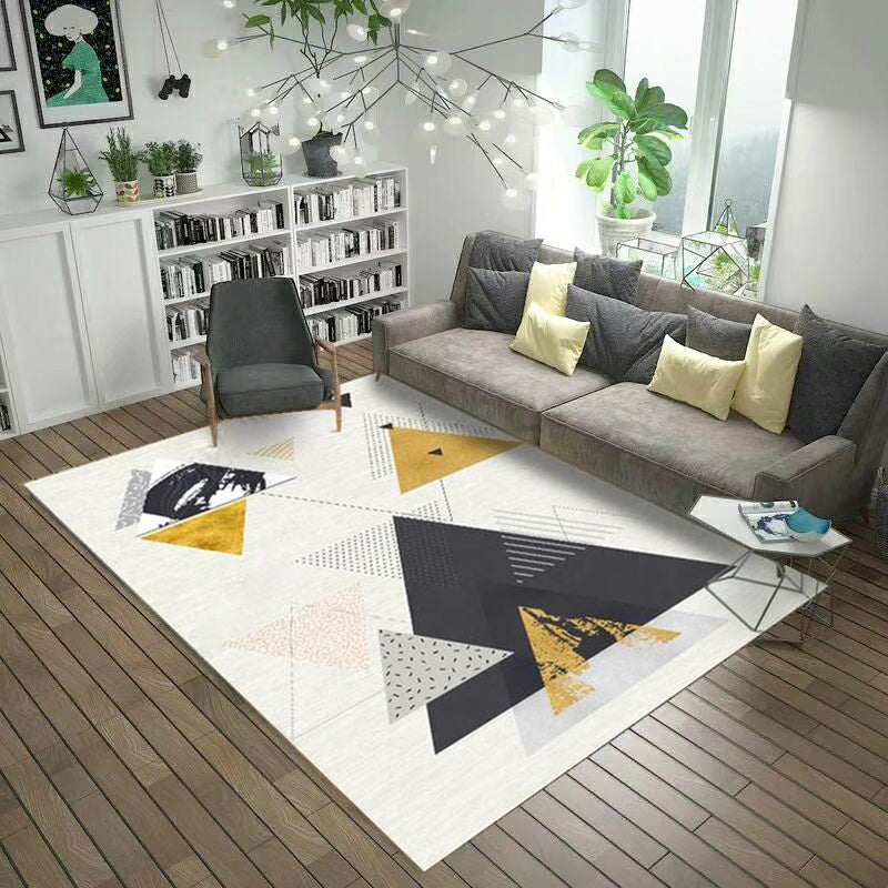 Contemporary Geometric Print Rug Multicolor Synthetics Area Carpet Machine Washable Anti-Slip Stain Resistant Rug for Family Room