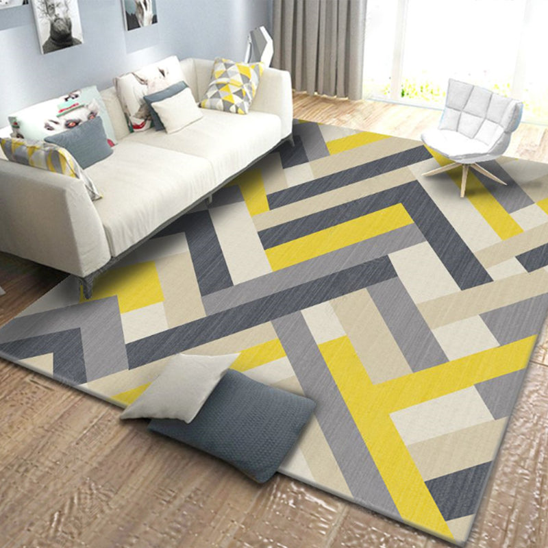 Contemporary Geometric Print Rug Multicolor Synthetics Area Carpet Machine Washable Anti-Slip Stain Resistant Rug for Family Room