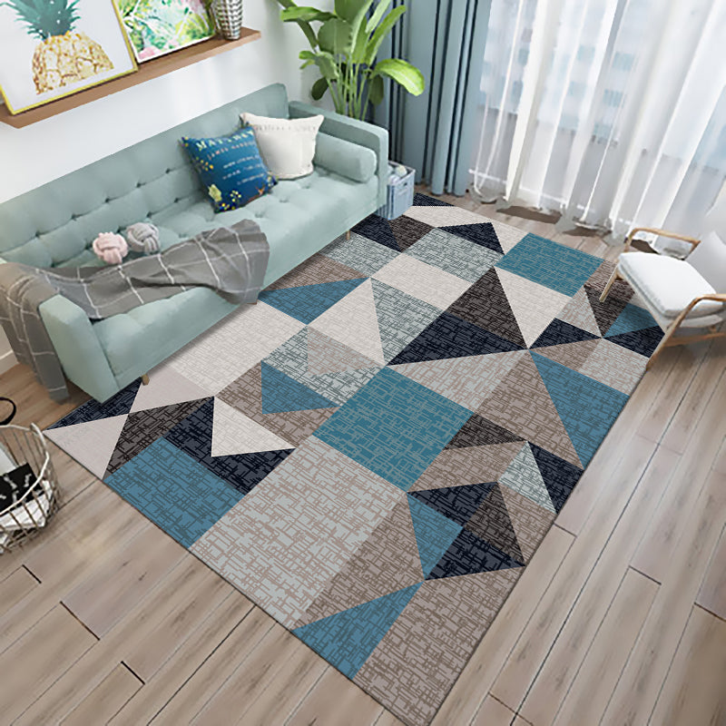 Multicolor Living Room Rug Modern 3D Print Geometric Rug Polyester Stain Resistant Anti-Slip Backing Pet Friendly Rug