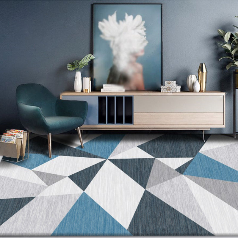 Multicolor Living Room Rug Modern 3D Print Geometric Rug Polyester Stain Resistant Anti-Slip Backing Pet Friendly Rug