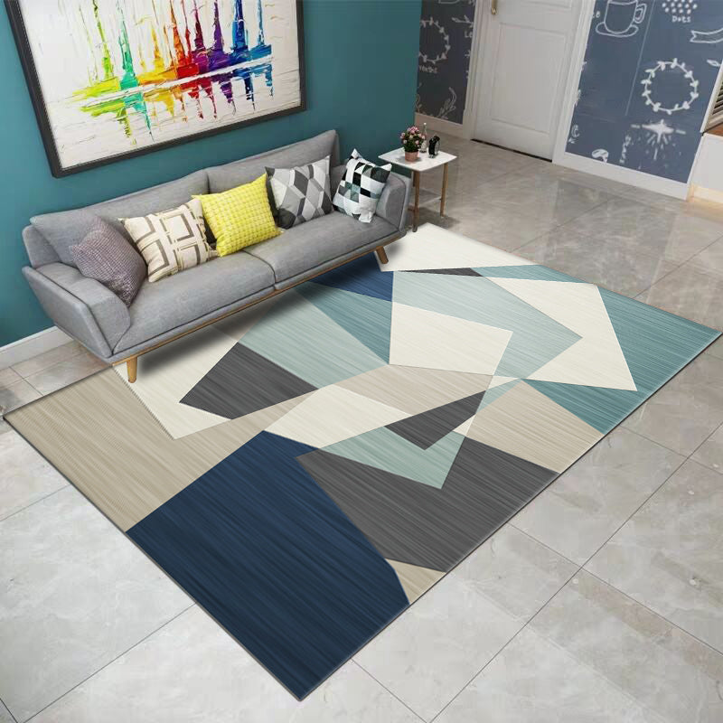Pretty Nordic Style Rug Multicolor Geometric Color Block Rug Machine Washable Stain Resistant Anti-Slip Rug for Great Room