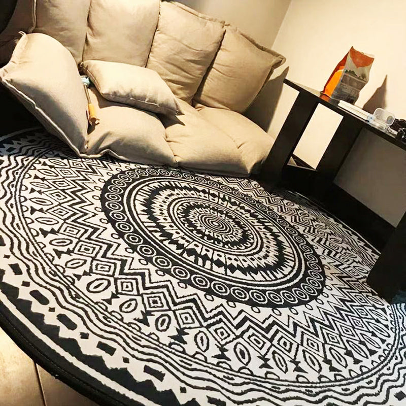 Chic Mandala Print Rug Multi Color Moroccan Carpet Polypropylene Stain Resistant Pet Friendly Non-Slip Backing Rug for Home