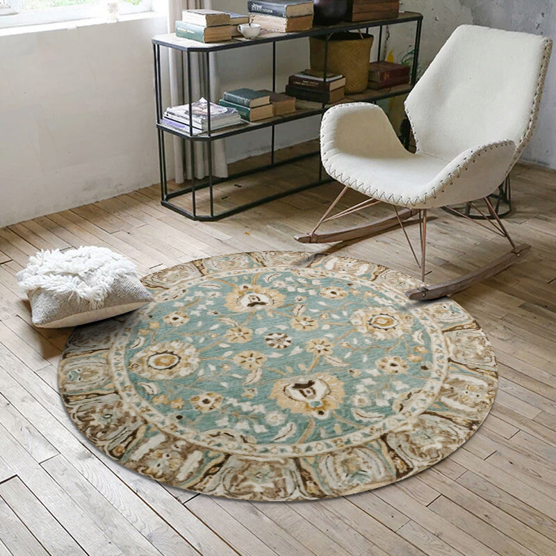 Nostalgic Multicolor Moroccan Rug Polypropylene Floral Area Carpet Washable Anti-Slip Backing Pet Friendly Rug for Home
