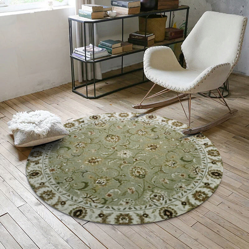 Nostalgic Multicolor Moroccan Rug Polypropylene Floral Area Carpet Washable Anti-Slip Backing Pet Friendly Rug for Home