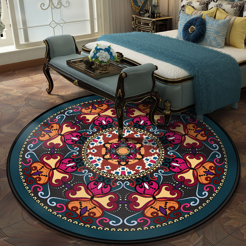 European Moroccan Rug Multi Colored Symmetric Pattern Rug Non-Slip Pet Friendly Machine Washable Rug for Bedroom