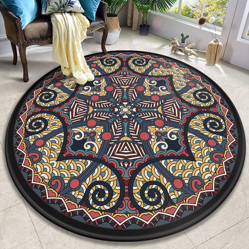 European Moroccan Rug Multi Colored Symmetric Pattern Rug Non-Slip Pet Friendly Machine Washable Rug for Bedroom