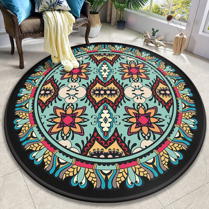European Moroccan Rug Multi Colored Symmetric Pattern Rug Non-Slip Pet Friendly Machine Washable Rug for Bedroom