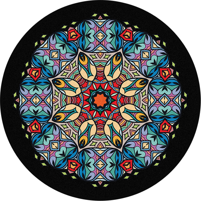 Multi Color Bedroom Rug Moroccan Floral Area Rug Synthetics Stain Resistant Washable Non-Slip Rug