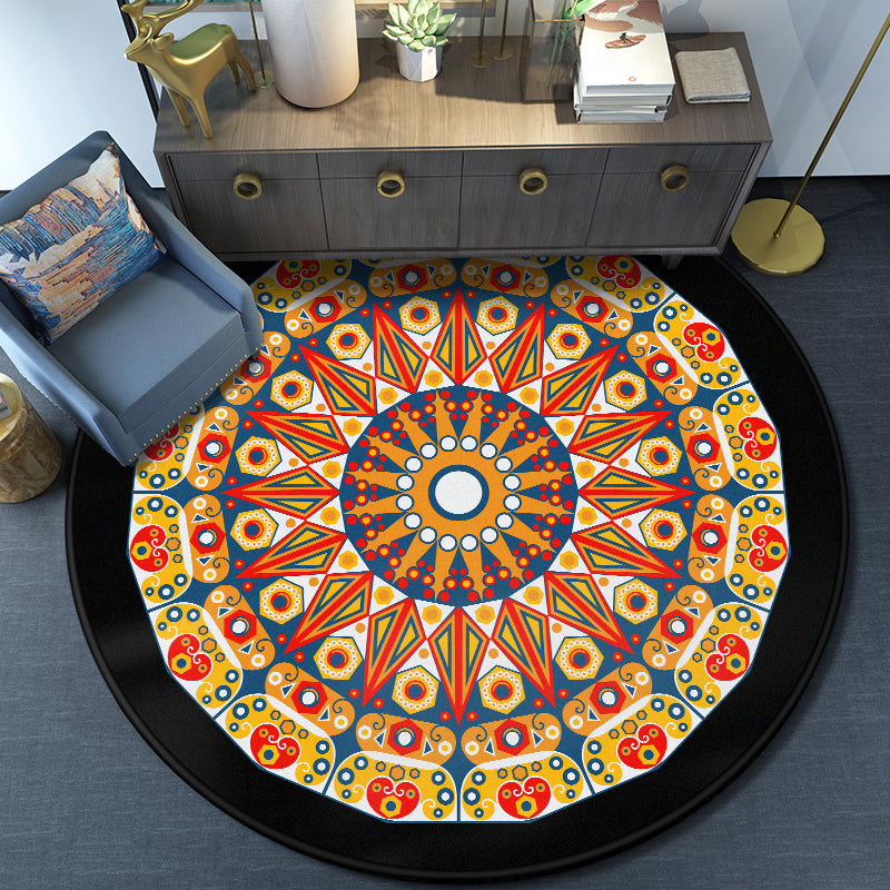 Multi Color Bedroom Rug Moroccan Floral Area Rug Synthetics Stain Resistant Washable Non-Slip Rug