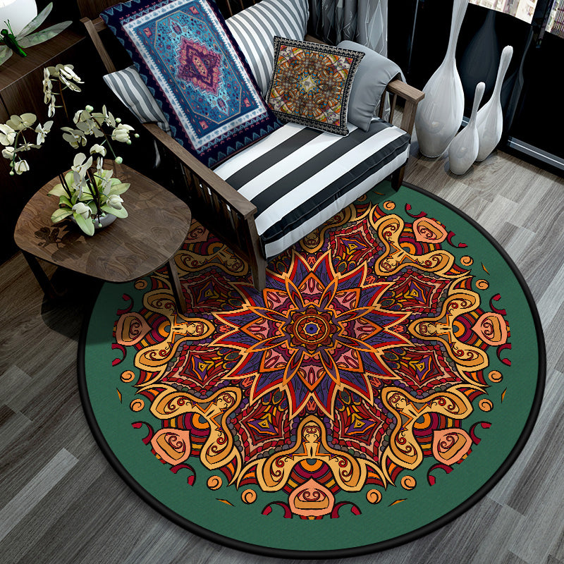 Multi Color Bedroom Rug Moroccan Floral Area Rug Synthetics Stain Resistant Washable Non-Slip Rug