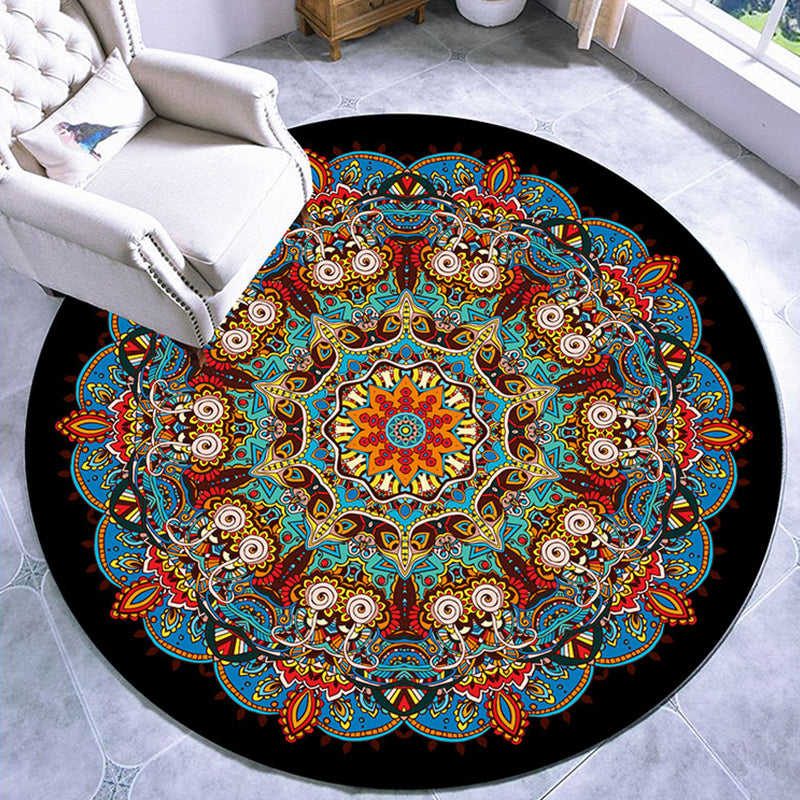 Fancy Multicolor Paisley Print Rug Polypropylene Moroccan Rug Machine Washable Anti-Slip Stain Resistant Rug for Lounge
