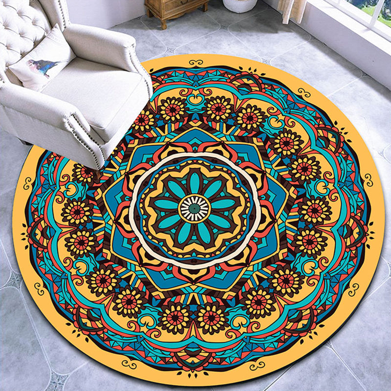 Fancy Multicolor Paisley Print Rug Polypropylene Moroccan Rug Machine Washable Anti-Slip Stain Resistant Rug for Lounge