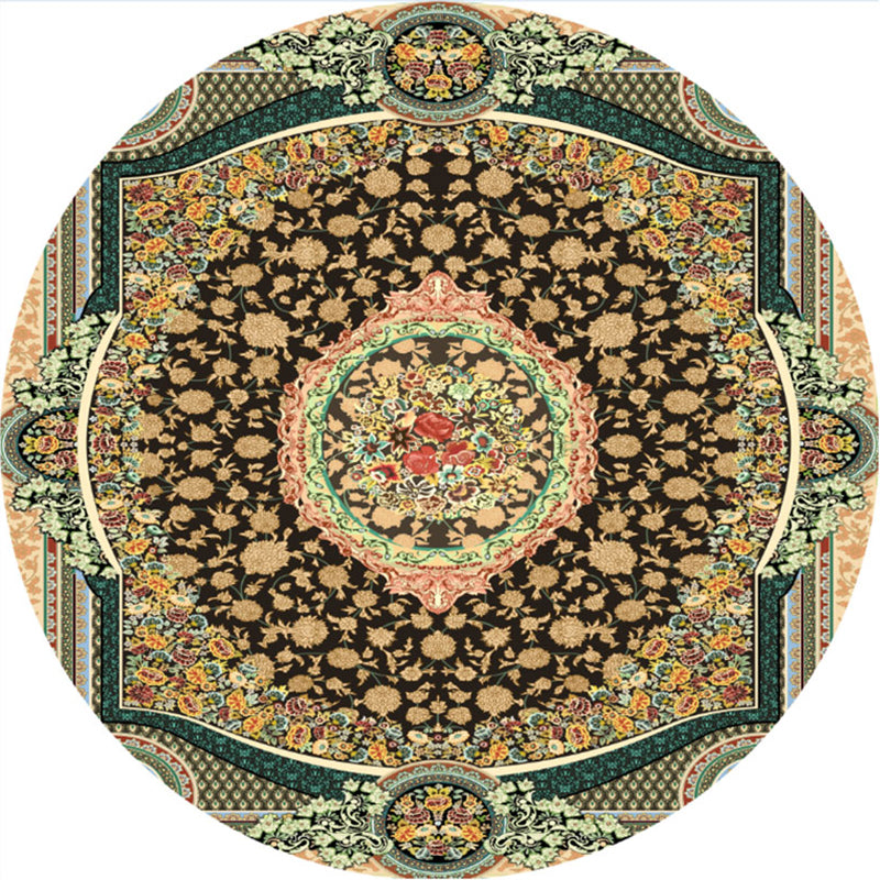 Olden Turkish Folk Art Rug Multi Color Persian Carpet Polyester Anti-Slip Stain Resistant Washable Rug for Room