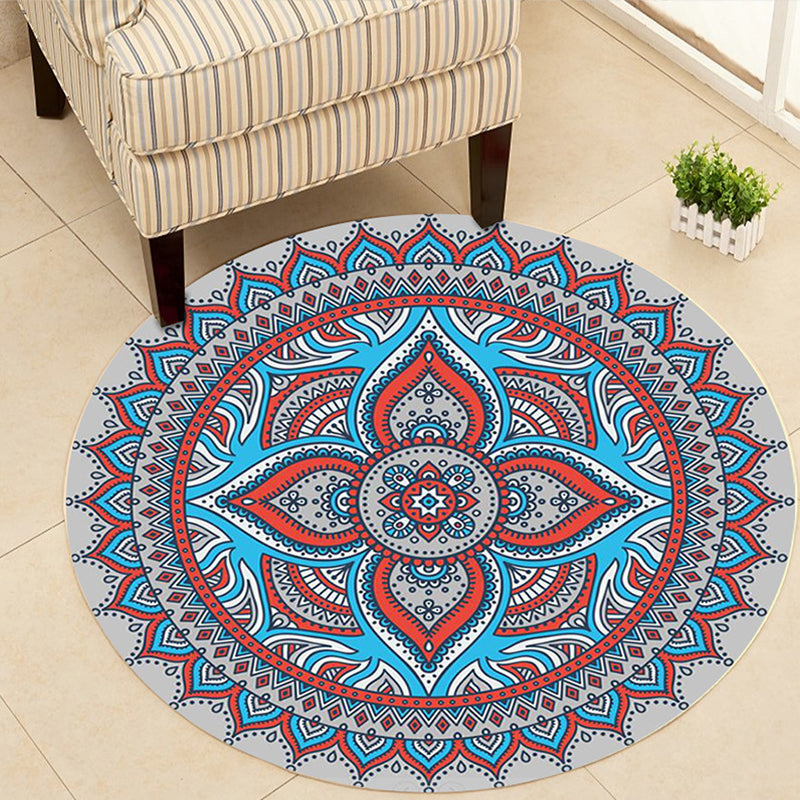 Art Deco Moroccan Rug Multi-Colored Mandala Rug Pet Friendly Machine Washable Anti-Slip Rug for Bedroom