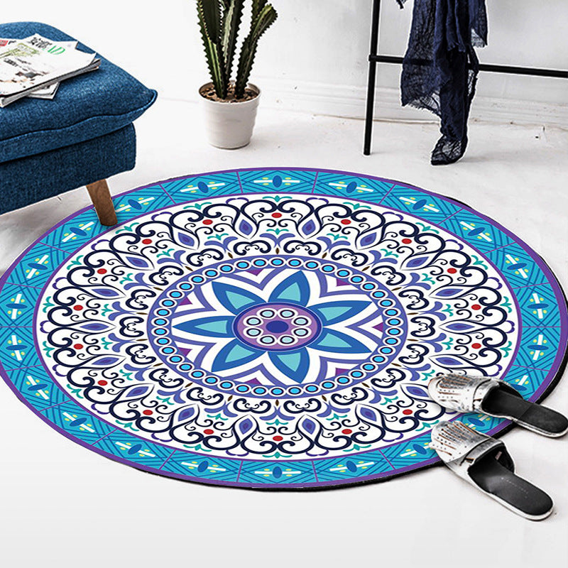 Art Deco Moroccan Rug Multi-Colored Mandala Rug Pet Friendly Machine Washable Anti-Slip Rug for Bedroom