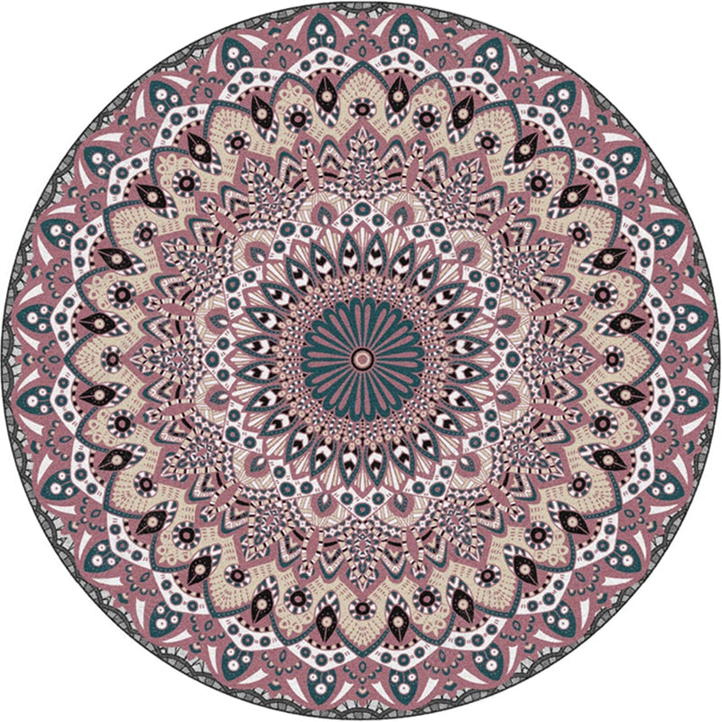 Moroccan Door Rug Multicolor Mandala Area Rug Polypropylene Anti-Slip Stain Resistant Machine Washable Rug