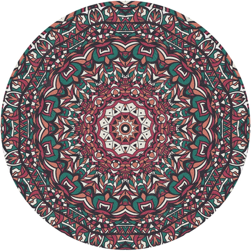 Moroccan Door Rug Multicolor Mandala Area Rug Polypropylene Anti-Slip Stain Resistant Machine Washable Rug