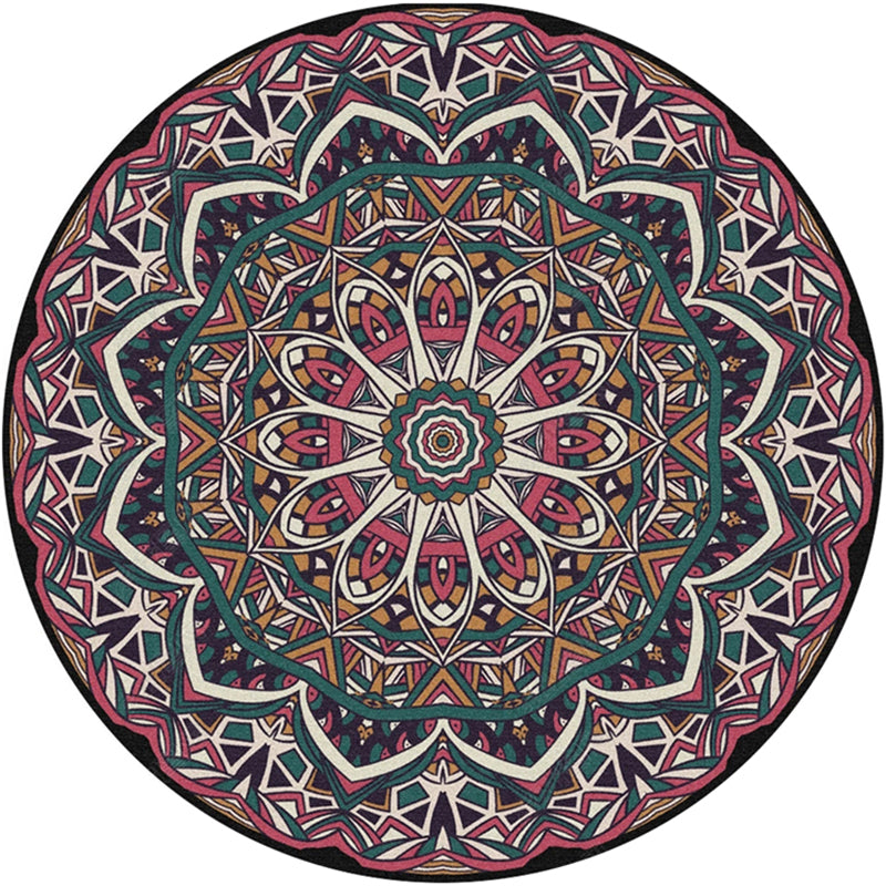 Moroccan Door Rug Multicolor Mandala Area Rug Polypropylene Anti-Slip Stain Resistant Machine Washable Rug