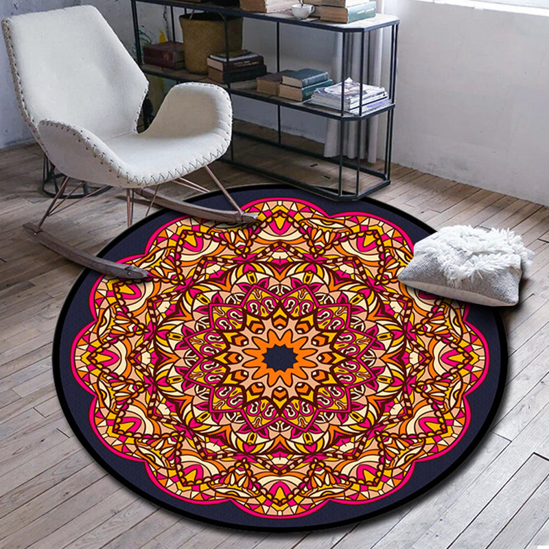 Folks Multicolor Mandala Rug Synthetics Moroccan Rug Machine Washable Non-Slip Pet Friendly Carpet for Living Room