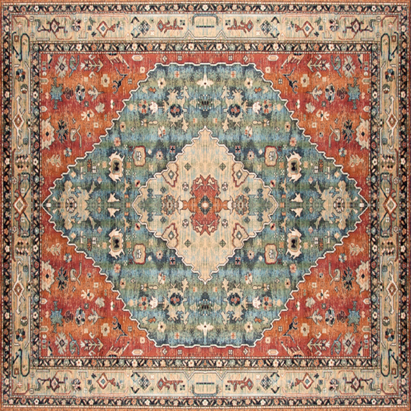 Shabby Chic Floral Area Rug Multi-Color Persian Carpet Polypropylene Anti-Slip Backing Washable Pet Friendly Rug for Foyer