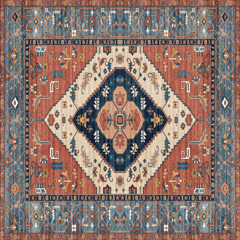 Shabby Chic Floral Area Rug Multi-Color Persian Carpet Polypropylene Anti-Slip Backing Washable Pet Friendly Rug for Foyer
