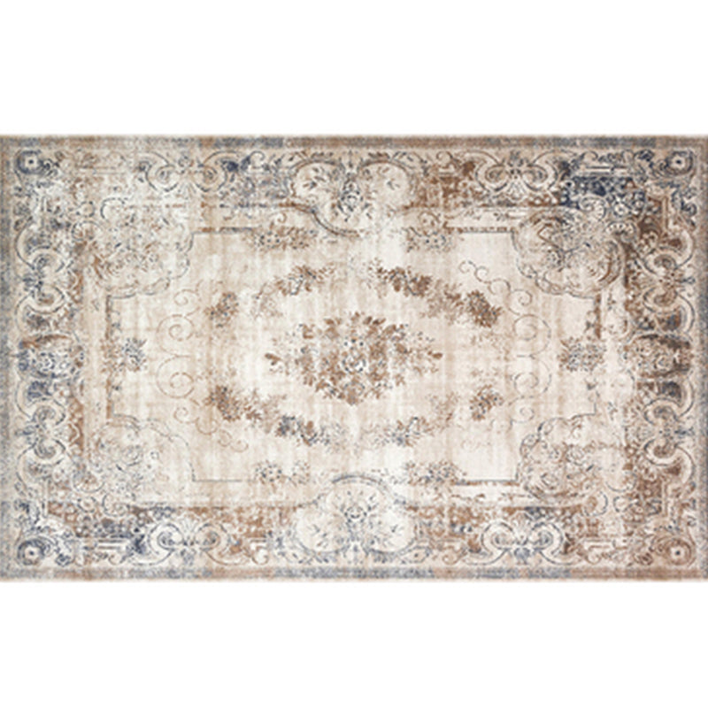 Persian Flower Indoor Rug Multi Colored Polypropylene Carpet Stain Resistant Non-Slip Washable Rug for Home Decor