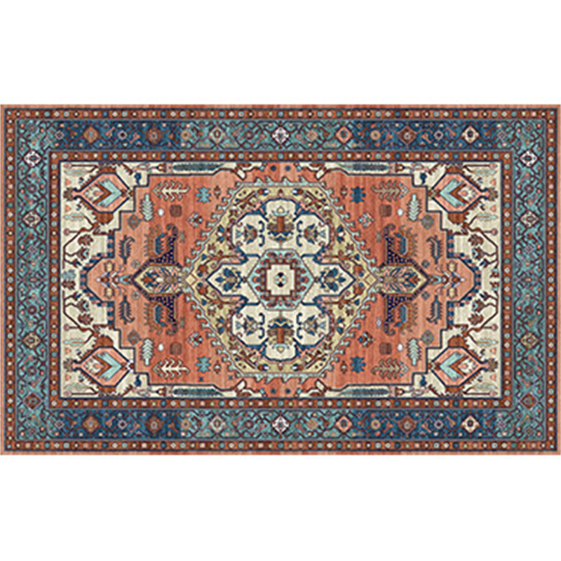 Persian Flower Indoor Rug Multi Colored Polypropylene Carpet Stain Resistant Non-Slip Washable Rug for Home Decor