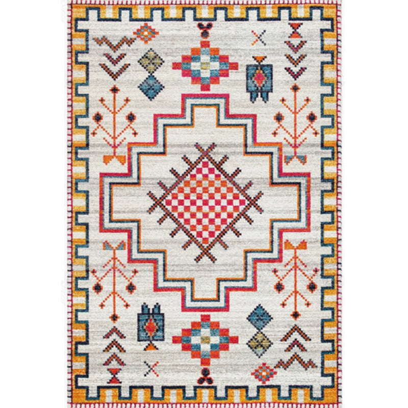 Antique Moroccan Rug Multi-Colored Geometry Patterned Rug Non-Slip Pet Friendly Stain Resistant Rug for Room