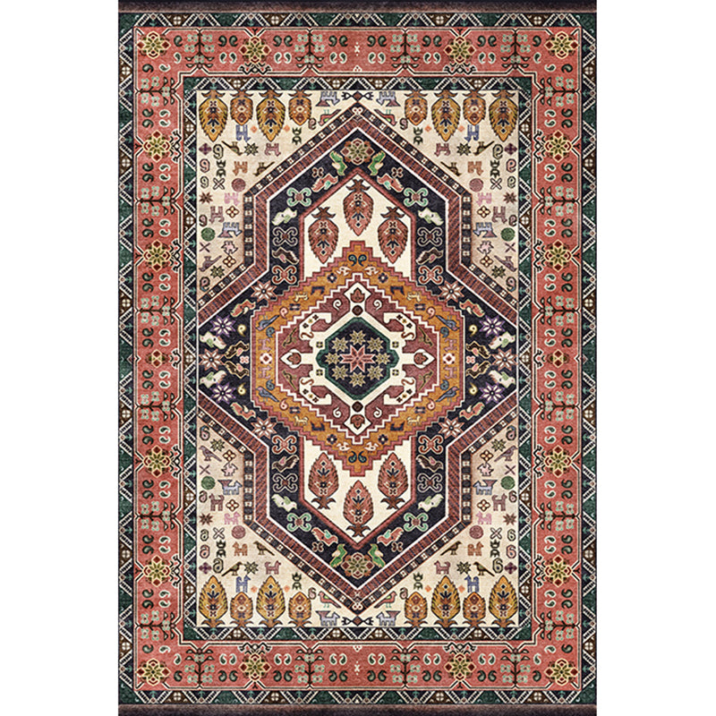 Antique Moroccan Rug Multi-Colored Geometry Patterned Rug Non-Slip Pet Friendly Stain Resistant Rug for Room