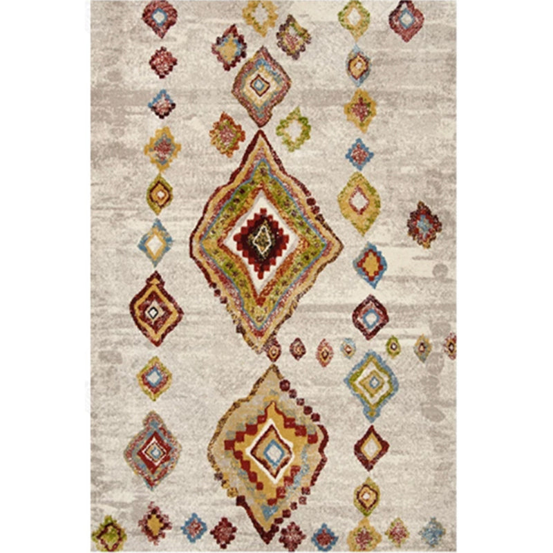 Antique Moroccan Rug Multi-Colored Geometry Patterned Rug Non-Slip Pet Friendly Stain Resistant Rug for Room