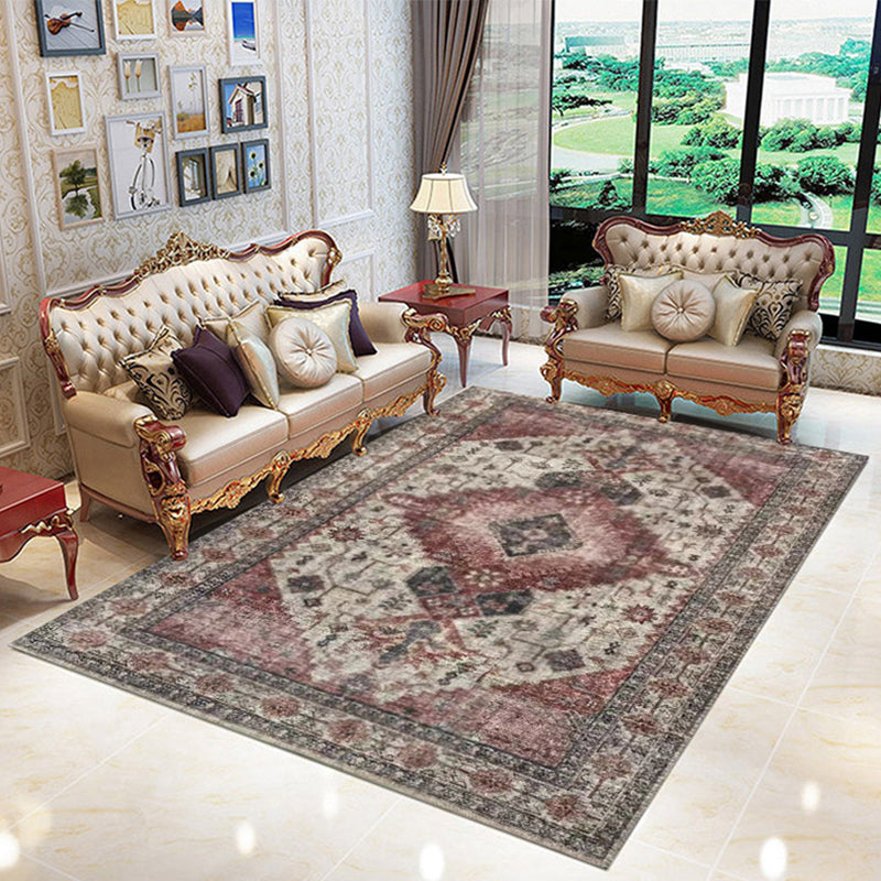 Classical Multicolor Persian Area Rug Polypropylene Floral Carpet Washable Stain Resistant Anti-Slip Rug for Guest Room